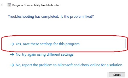 Yes, save these settings for this program-